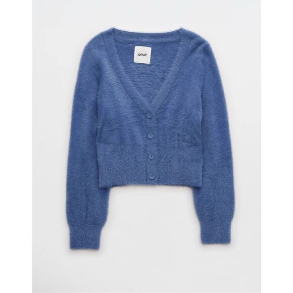 Aerie Blue Fuzzy cropped cardigan L - Picture 7 of 7